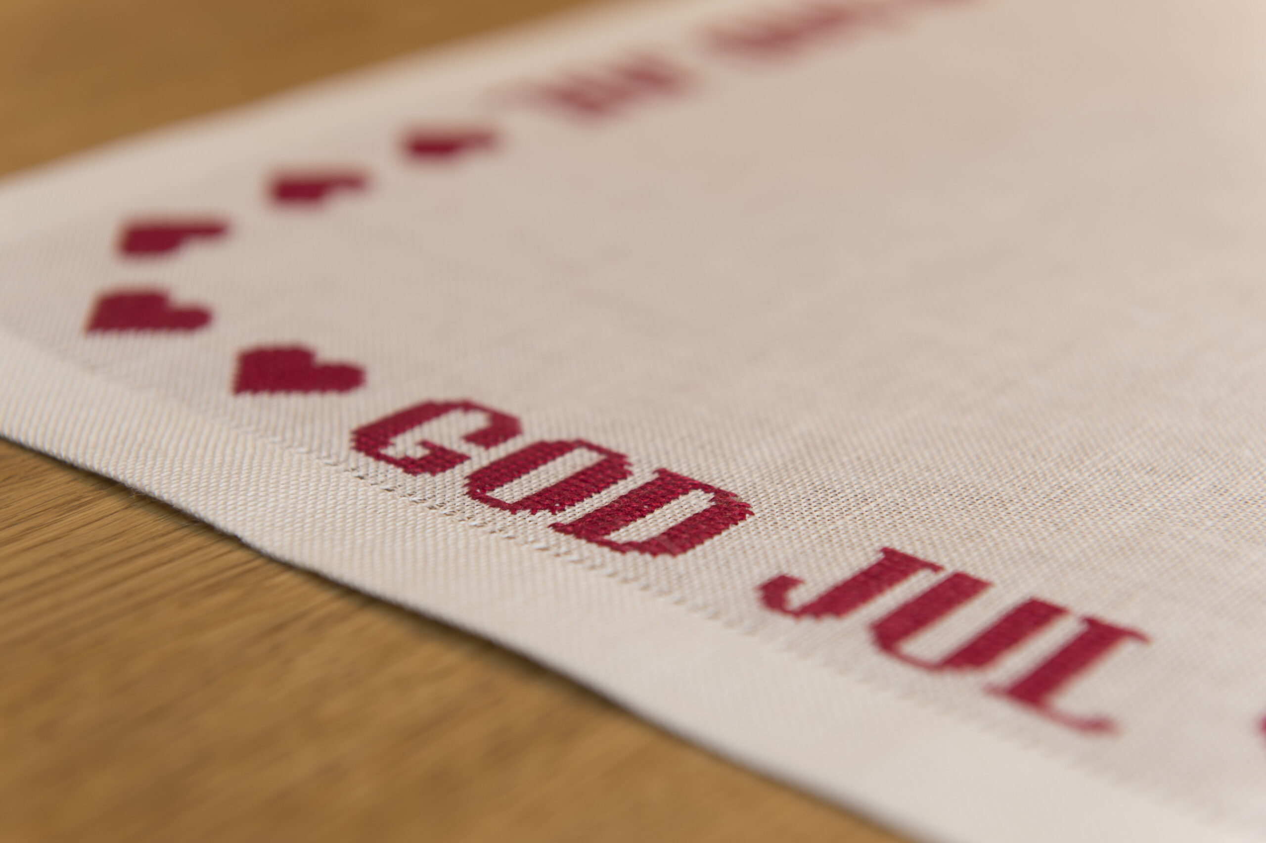 GOD JUL løper i lin, broderi materialpakke! - Bilde 3