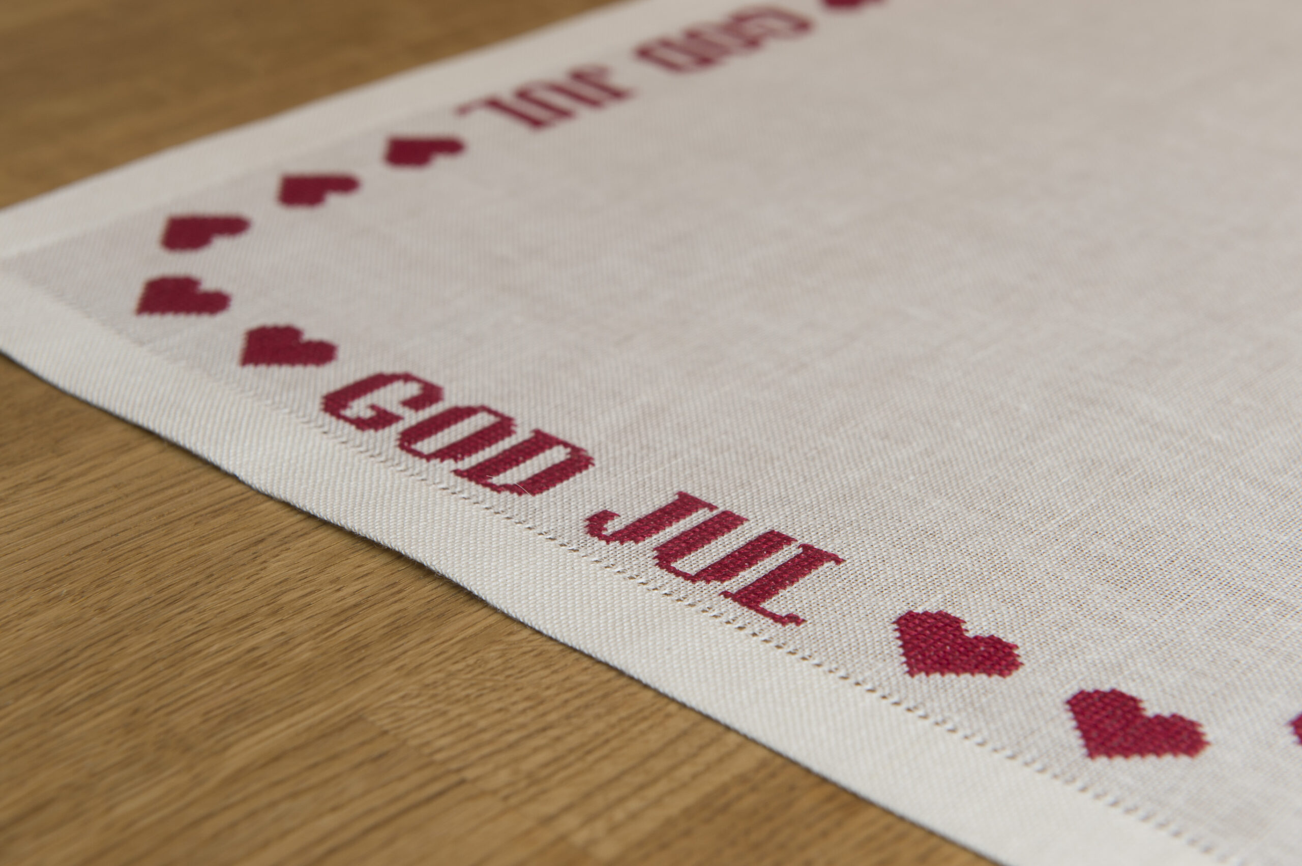 GOD JUL løper i lin, broderi materialpakke! - Bilde 2